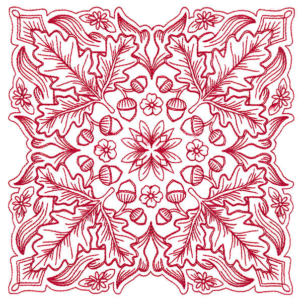 Blissful Oak & Acorns Kaleidoscope Square