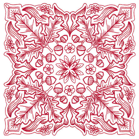 Blissful Oak & Acorns Kaleidoscope Square