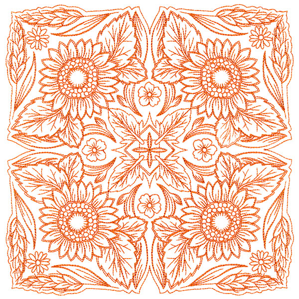 Blissful Sunflower Kaleidoscope Square