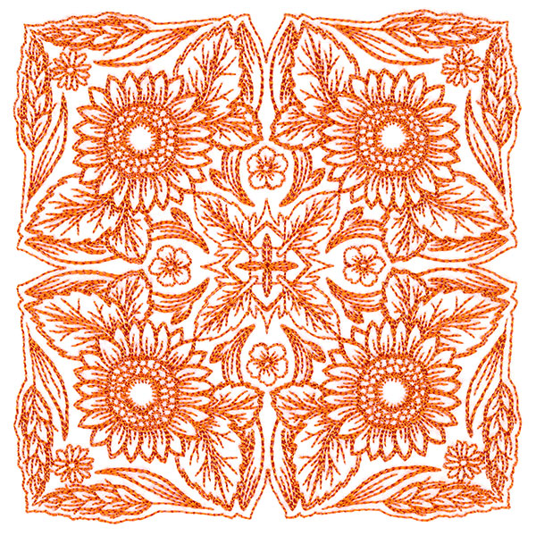 Blissful Sunflower Kaleidoscope Square