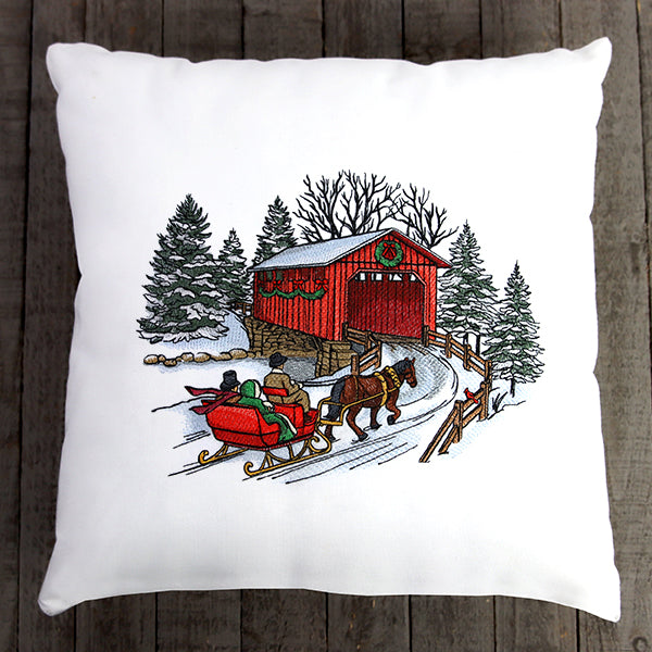 Christmas Covered Bridge Scene