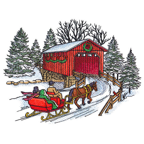 Christmas Covered Bridge Scene