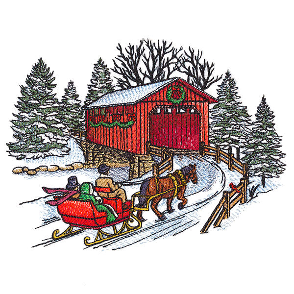 Christmas Covered Bridge Scene