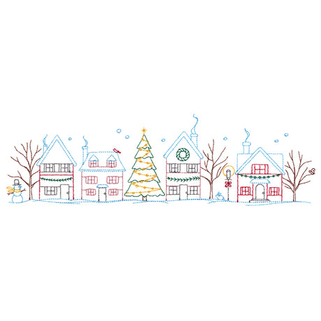 Snowy Christmas Village Border
