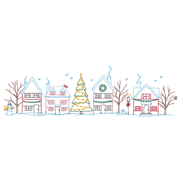 Snowy Christmas Village Border