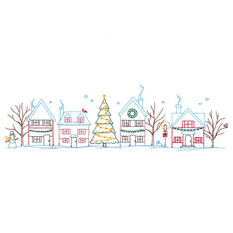 Snowy Christmas Village Border