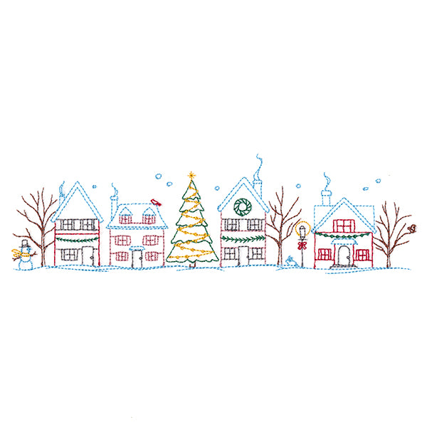 Snowy Christmas Village Border