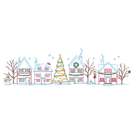 Snowy Christmas Village Border