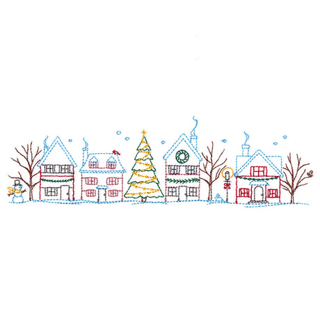 Snowy Christmas Village Border