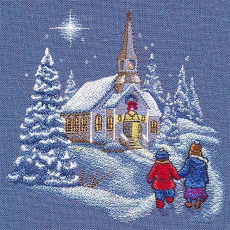Snowy Christmas Church Scene