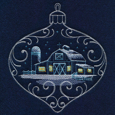 Frosted Barn Ornament