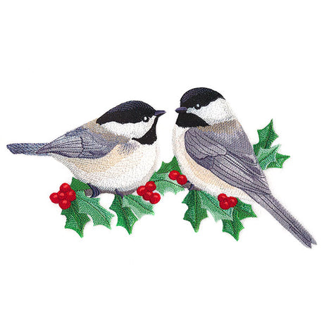 Winter Chickadees and Holly