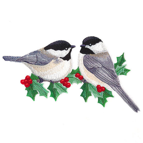 Winter Chickadees and Holly