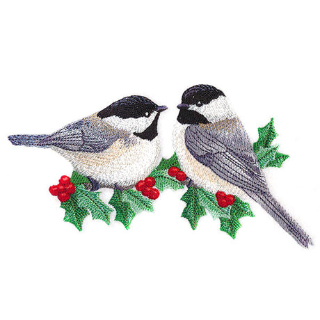 Winter Chickadees and Holly
