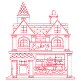 Christmas Village Scenes - Bakery (Redwork)
