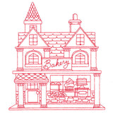 Christmas Village Scenes - Bakery (Redwork)