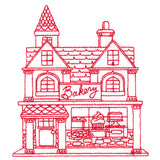 Christmas Village Scenes - Bakery (Redwork)
