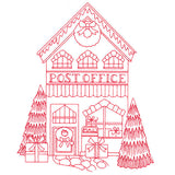 Christmas Village Scenes - Post Office (Redwork)