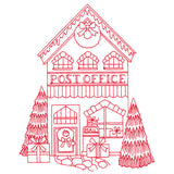 Christmas Village Scenes - Post Office (Redwork)