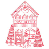 Christmas Village Scenes - Post Office (Redwork)