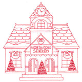 Christmas Village Scenes - Train Station (Redwork)