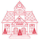 Christmas Village Scenes - Train Station (Redwork)