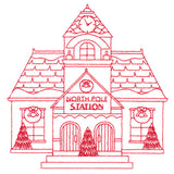 Christmas Village Scenes - Train Station (Redwork)