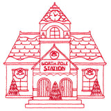 Christmas Village Scenes - Train Station (Redwork)