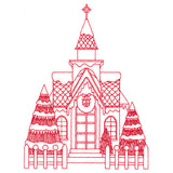 Christmas Village Scenes - Church (Redwork)