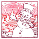 Christmas Snowman Etching