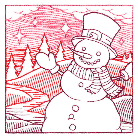 Christmas Snowman Etching