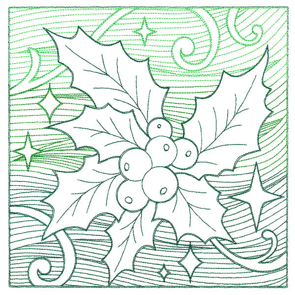 Christmas Holly Etching