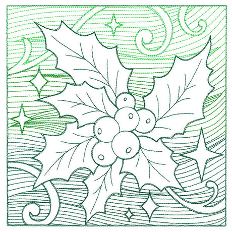 Christmas Holly Etching