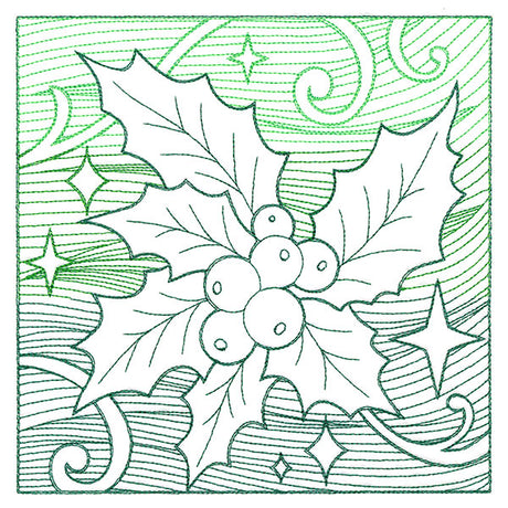 Christmas Holly Etching