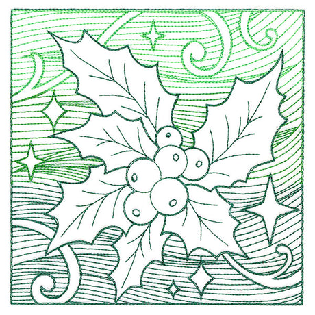Christmas Holly Etching
