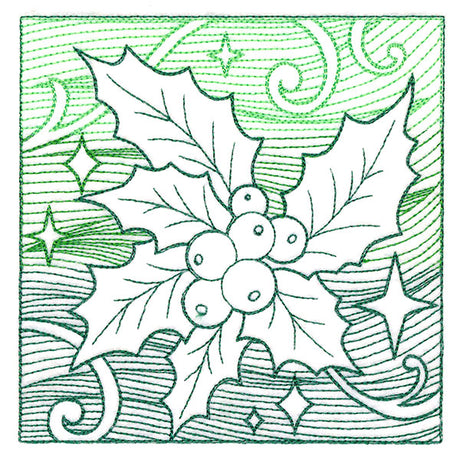 Christmas Holly Etching