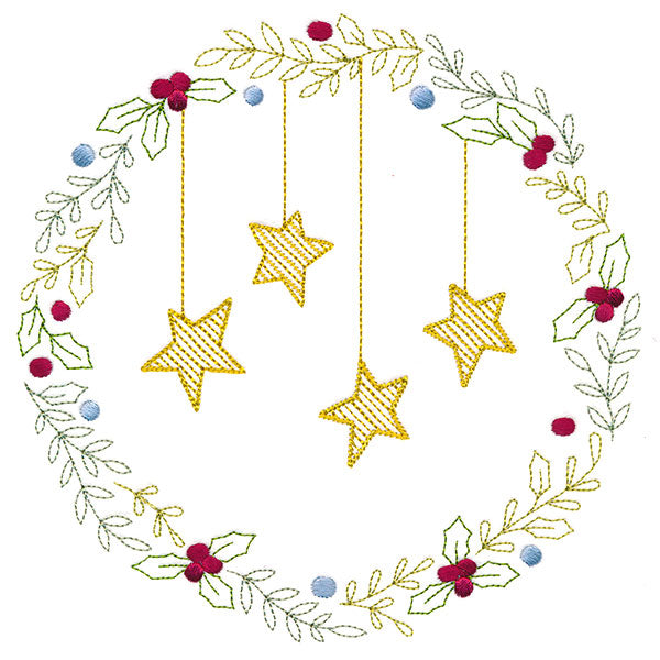 Christmas Botanicals Wreath with Stars