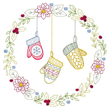 Christmas Botanicals Wreath with Mittens