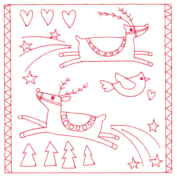 Simply Sweet Christmas - Reindeer (Redwork)