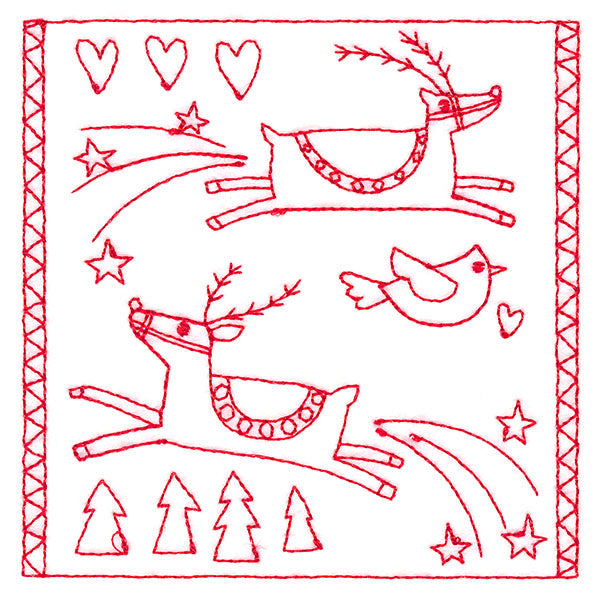 Simply Sweet Christmas - Reindeer (Redwork)