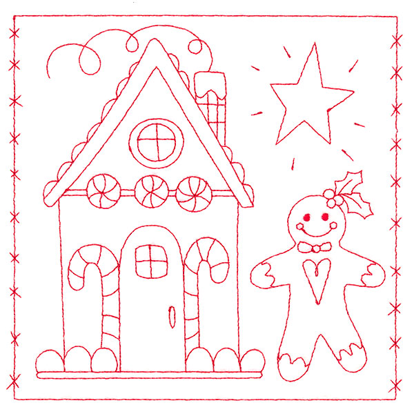 Simply Sweet Christmas - Gingerbread House (Redwork)