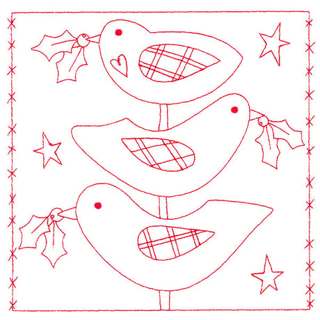 Simply Sweet Christmas - Birds (Redwork)
