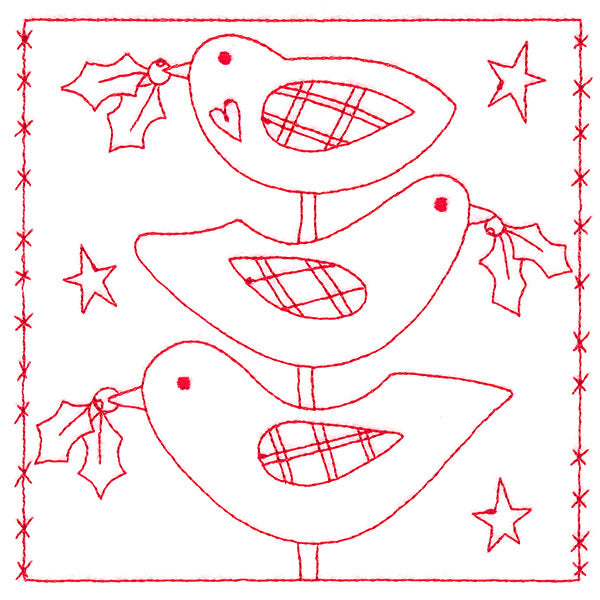 Simply Sweet Christmas - Birds (Redwork)