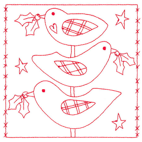 Simply Sweet Christmas - Birds (Redwork)