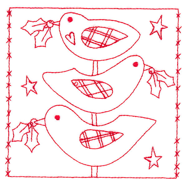 Simply Sweet Christmas - Birds (Redwork)