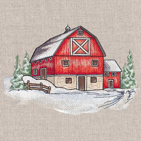 Classic Snowy Barn Scene