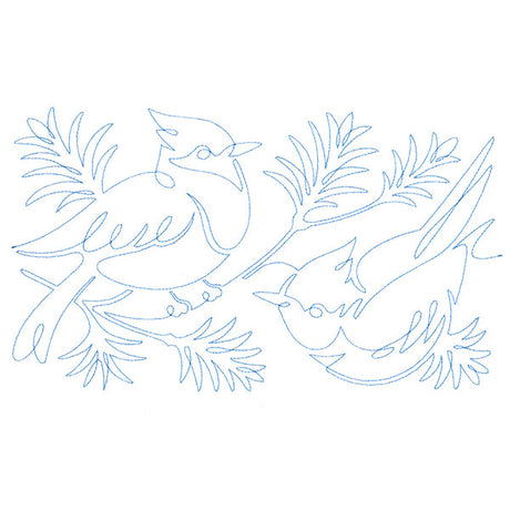 Spiraling Winter Blue Jays (Edge-to-Edge Quilting)