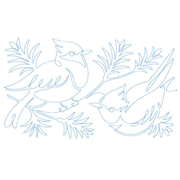 Spiraling Winter Blue Jays (Edge-to-Edge Quilting)