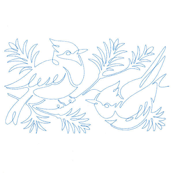 Spiraling Winter Blue Jays (Edge-to-Edge Quilting)