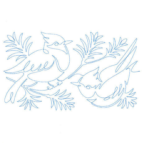 Spiraling Winter Blue Jays (Edge-to-Edge Quilting)